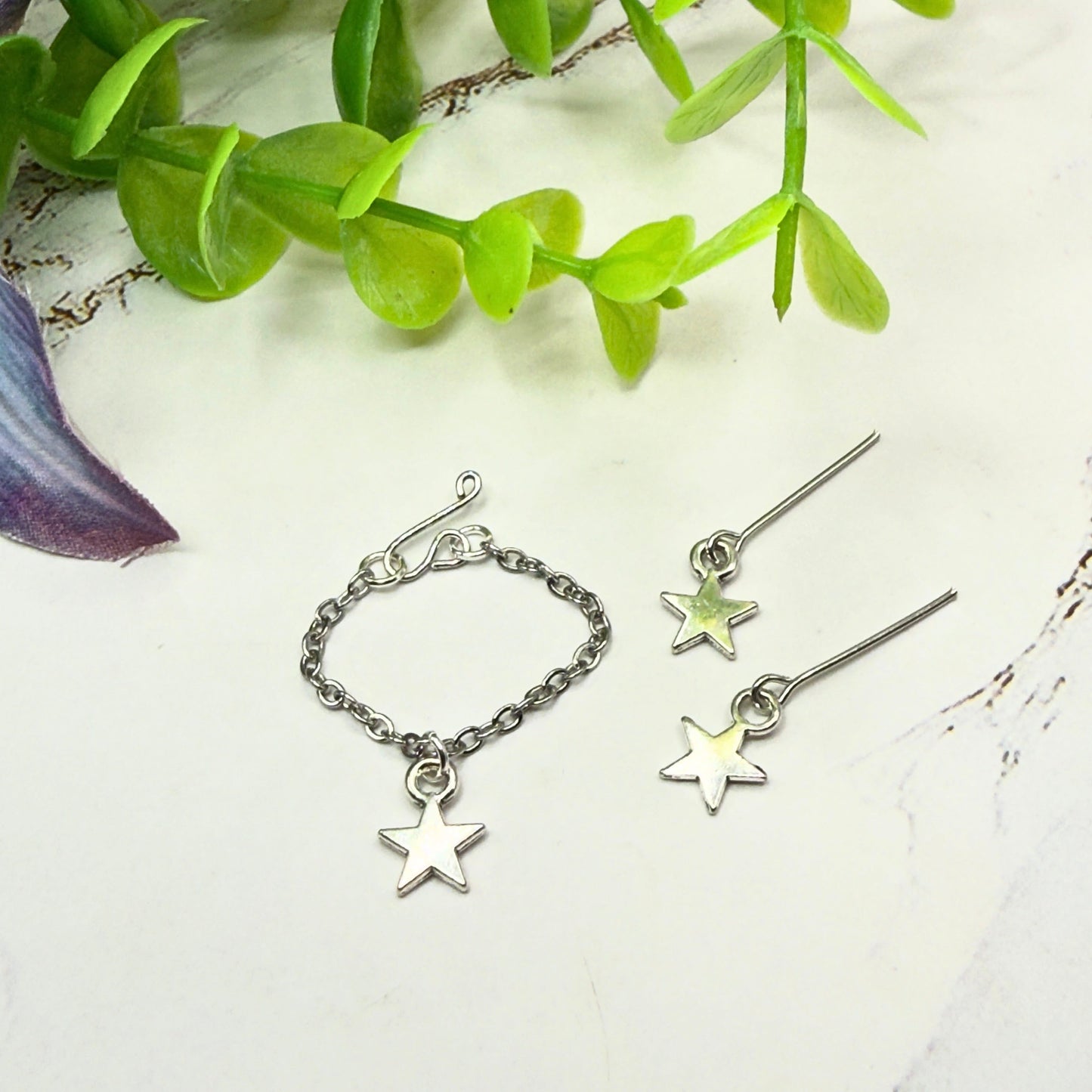 Silver Star Charm Doll Necklace & Earrings Set for 16 Inch Fashion Doll