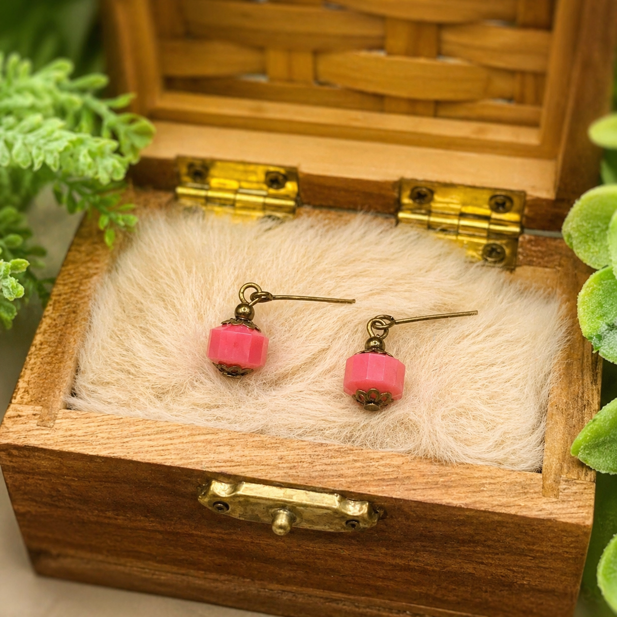 Bright Pink Brass Copper Dangle Doll Earrings • 18 Inch Fashion Doll Jewelry