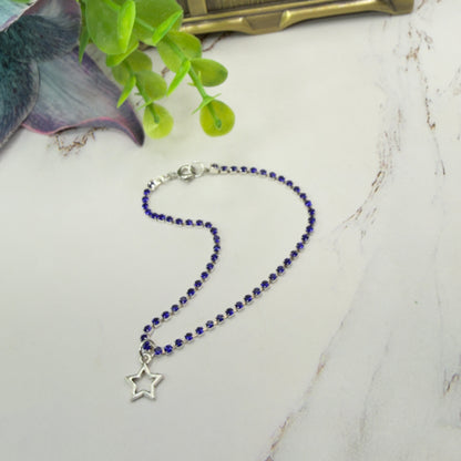 Blue Rhinestone Silver Star Charm Doll Necklace for 18 Inch Fashion Doll