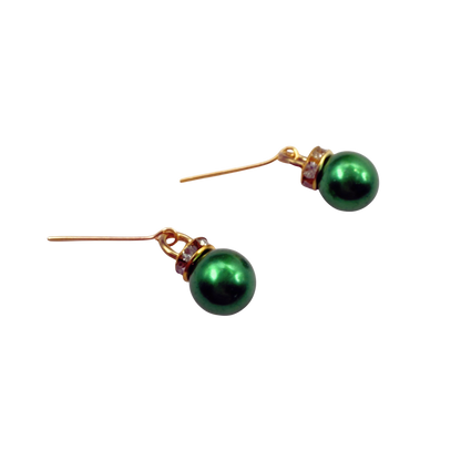Green Christmas Ornament Charm Dangle Doll Earrings • 18 Inch Fashion Doll Jewelry