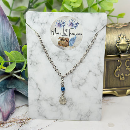 Silver Lady Bug Blue Pearl Charm Doll Necklace • 18 Inch Fashion Doll Jewelry