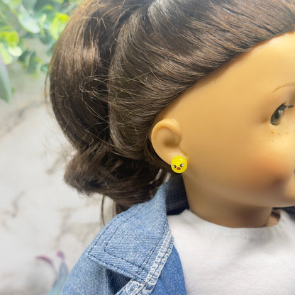 Yellow Chick Face Easter Post Doll Earrings • 2mm Post for 18 Inch Fashion Doll