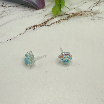 Light Blue Acrylic Paw Print Doll Earrings • 18 Inch Fashion Doll Jewelry
