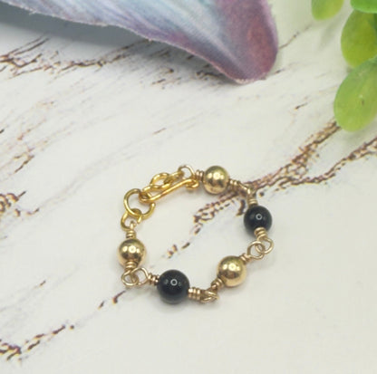 Gold & Black Bead Statement Doll Necklace • 10-12 Inch Fashion Doll Jewelry 1:6