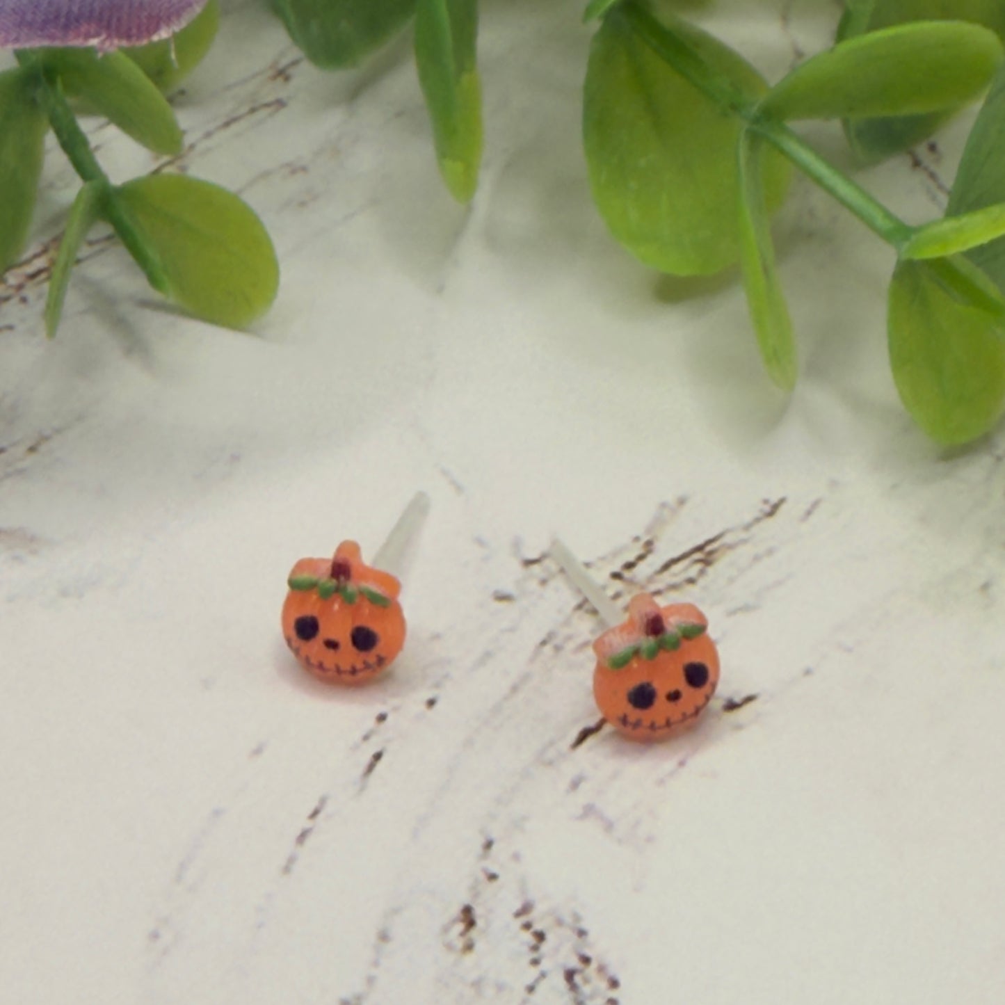 Pumpkin Halloween Silicone Plastic Post Doll Earrings • 18 Inch Fashion Doll Jewelry