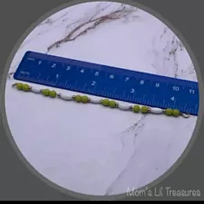 Green White Beaded Necklace for 14” Doll fits Wellie Wisher Doll