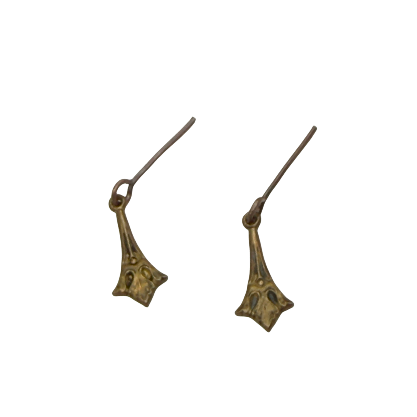 Bronze Brass Fan Filigree Vintage Style Dangle Doll Earrings • 16 Inch Fashion Doll Jewelry