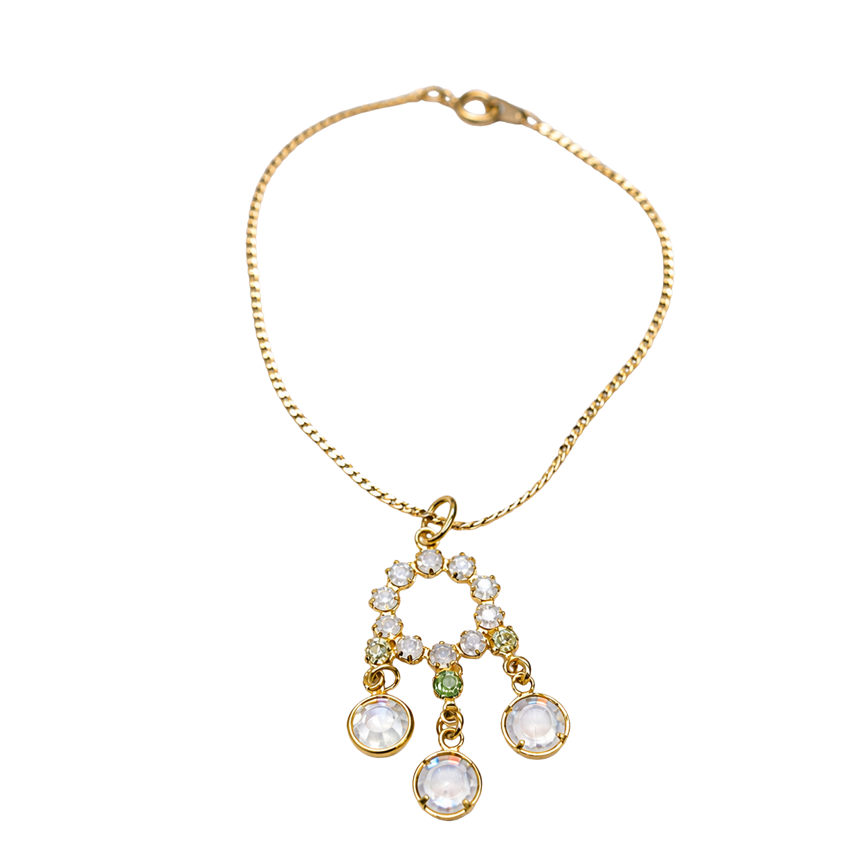 Crystal Rhinestone Gold Dangle Pendant Doll Necklace • 18” Fashion Doll Jewelry