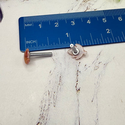 Golden Autumn Fall Leaf Post Doll Earrings • 2mm Post for 18 Inch Fashion Doll