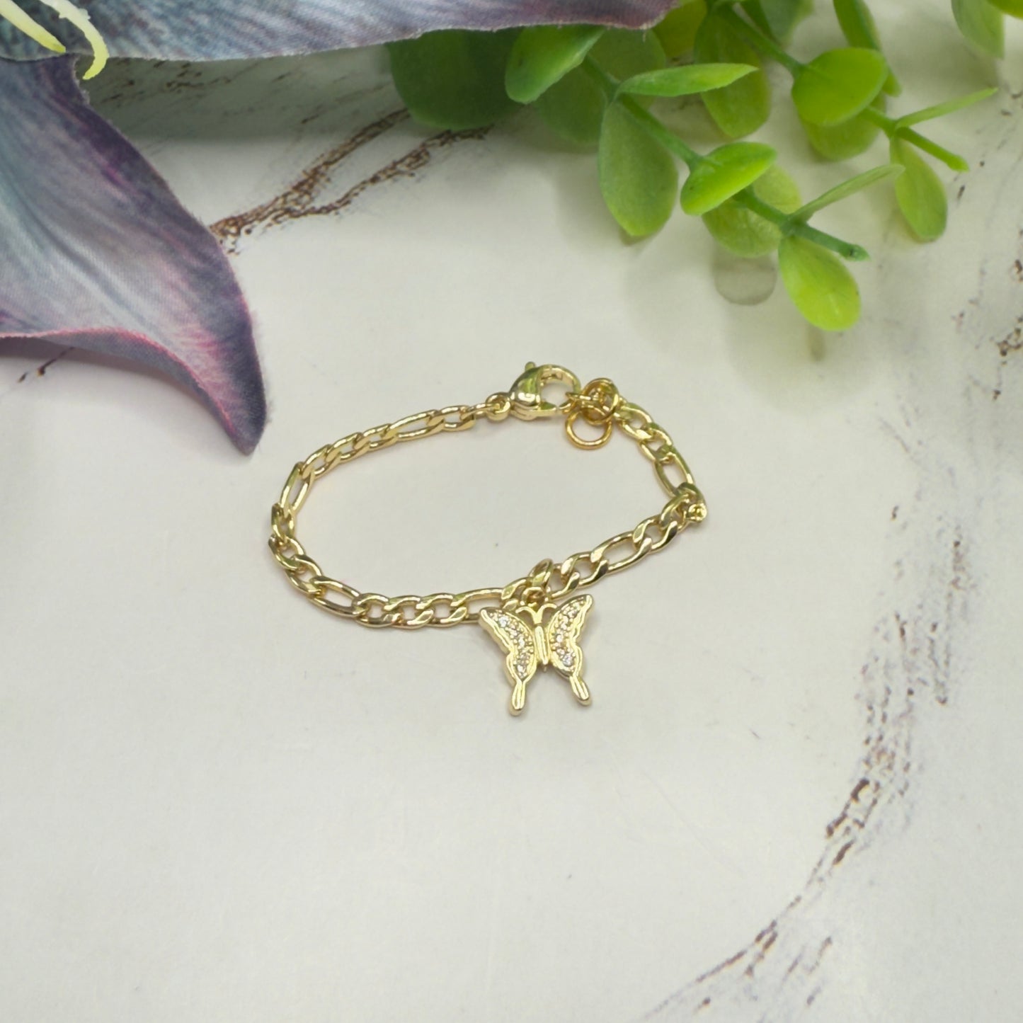 Butterfly Charm Gold Chain Doll Bracelet • 18 Inch Fashion Doll Jewelry