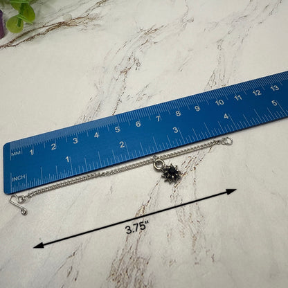 Black Rhinestone Flower Charm Silver Chain Doll Necklace & Earrings Set • 14 Inch Fashion Doll Jewelry