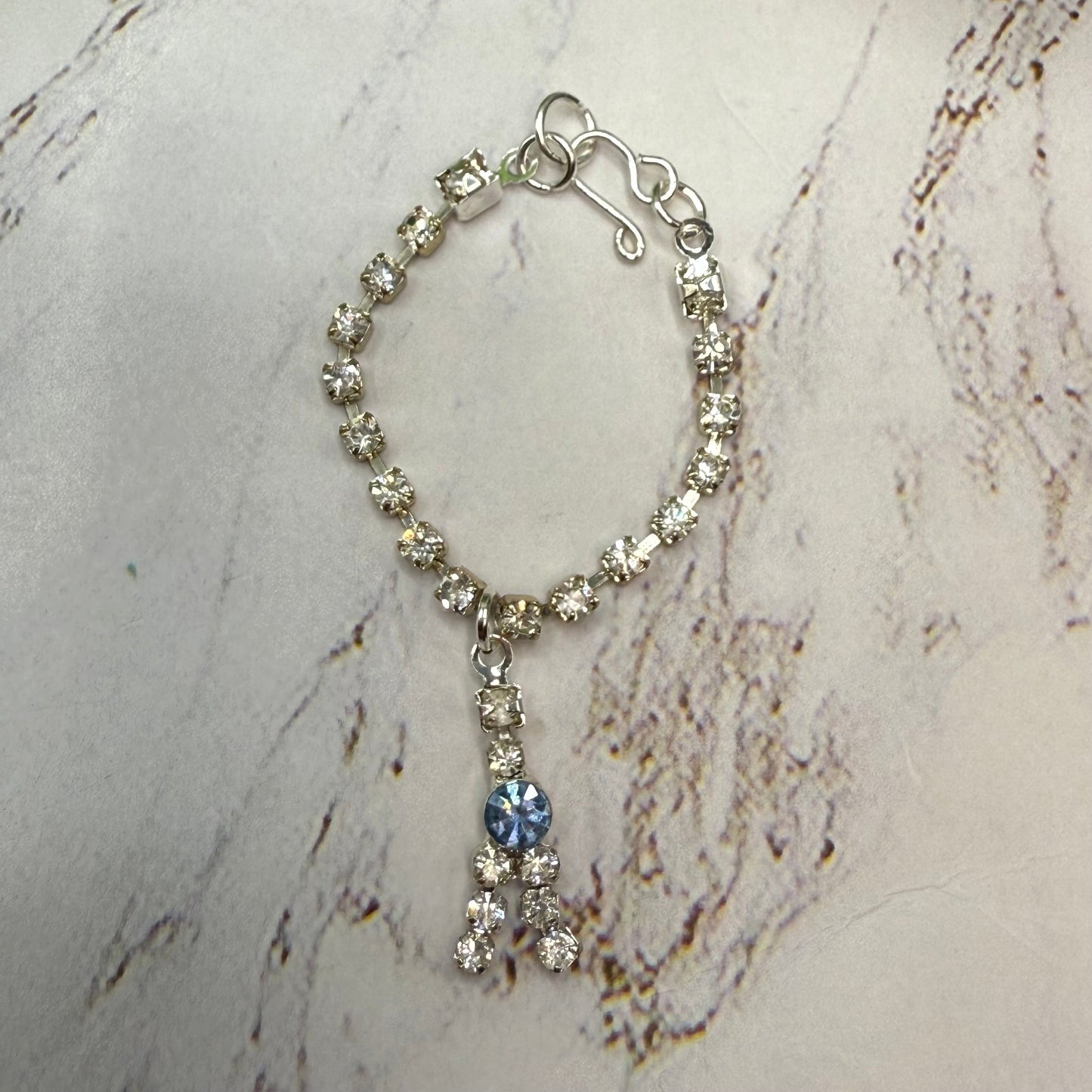 Clear & Blue Rhinestone Y-Drop Doll Necklace • 16 Inch Fashion Doll Jewelry