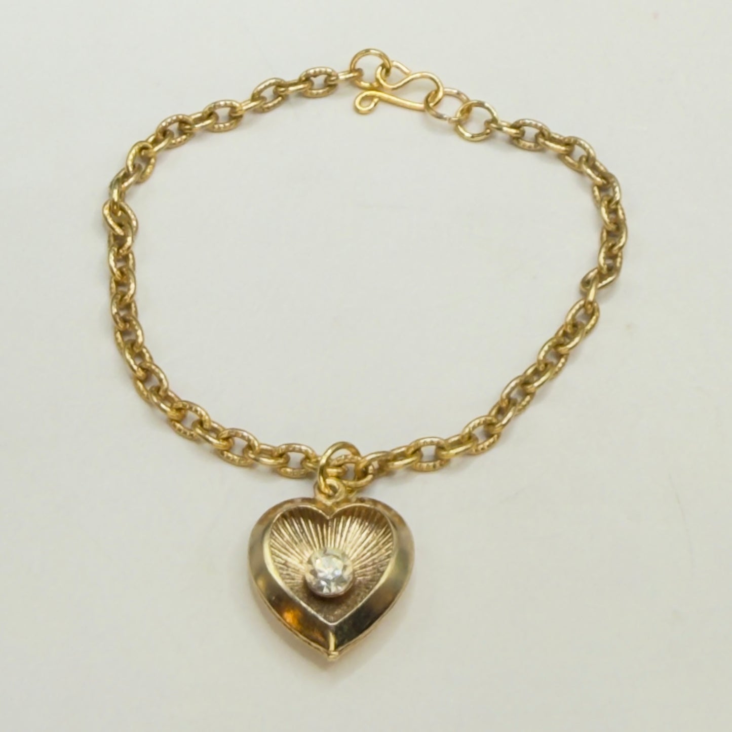 Gold Heart Charm Clear Rhinestone Center Doll Necklace • 18 Inch Fashion Doll Jewelry