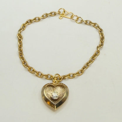 Gold Heart Charm Clear Rhinestone Center Doll Necklace • 18 Inch Fashion Doll Jewelry