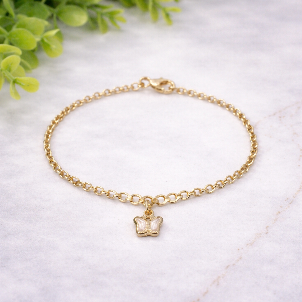 Gold Chain Clear Acrylic Crystal Butterfly Charm Doll Necklace • 18 Inch Fashion Doll Jewelry
