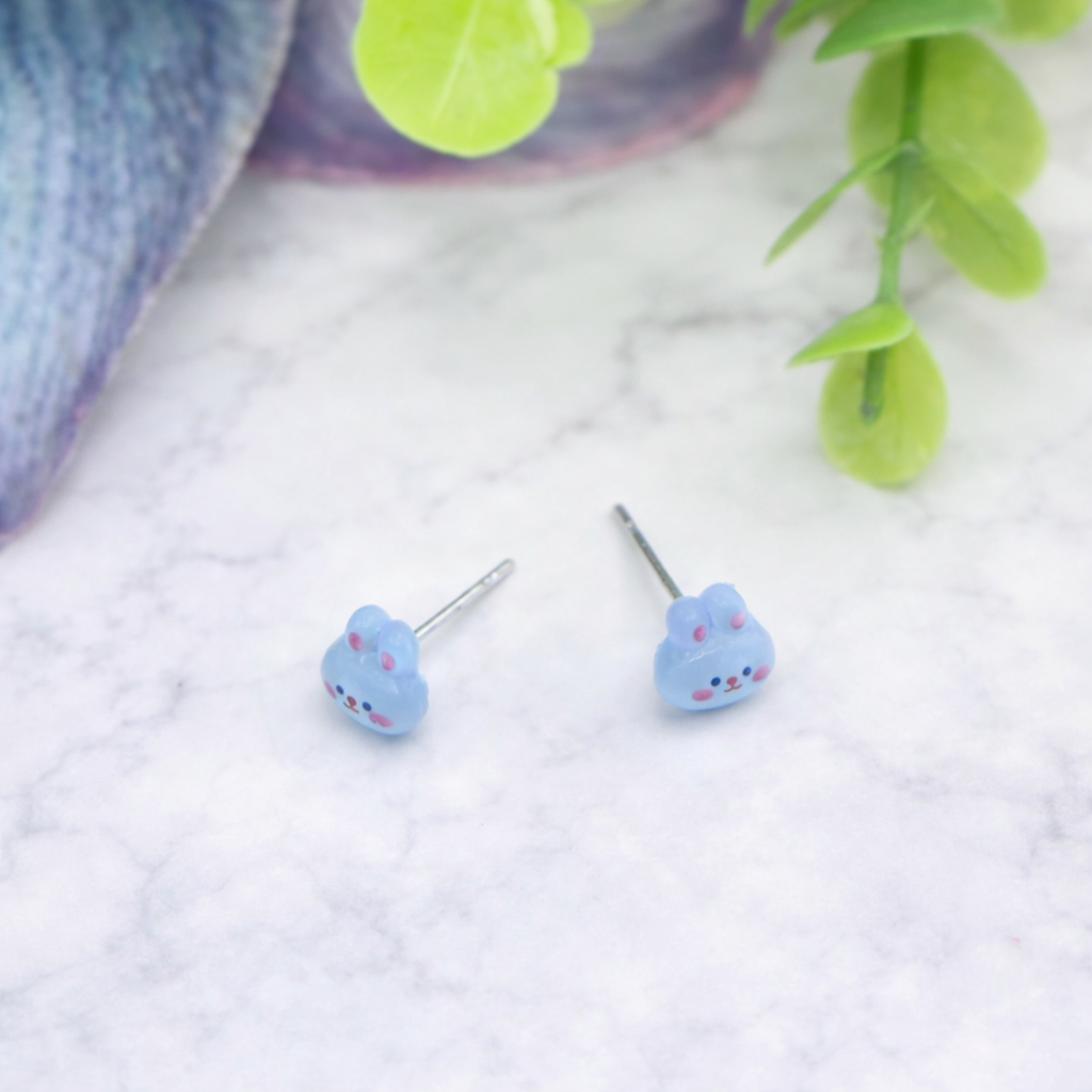 Light Blue Bunny Easter Post Doll Earrings • 18 Inch Fashion Doll Jewelry