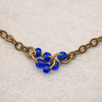 Gold Chain Blue Bead Accents Necklace Earring Set for 18 Inch Fashion Doll