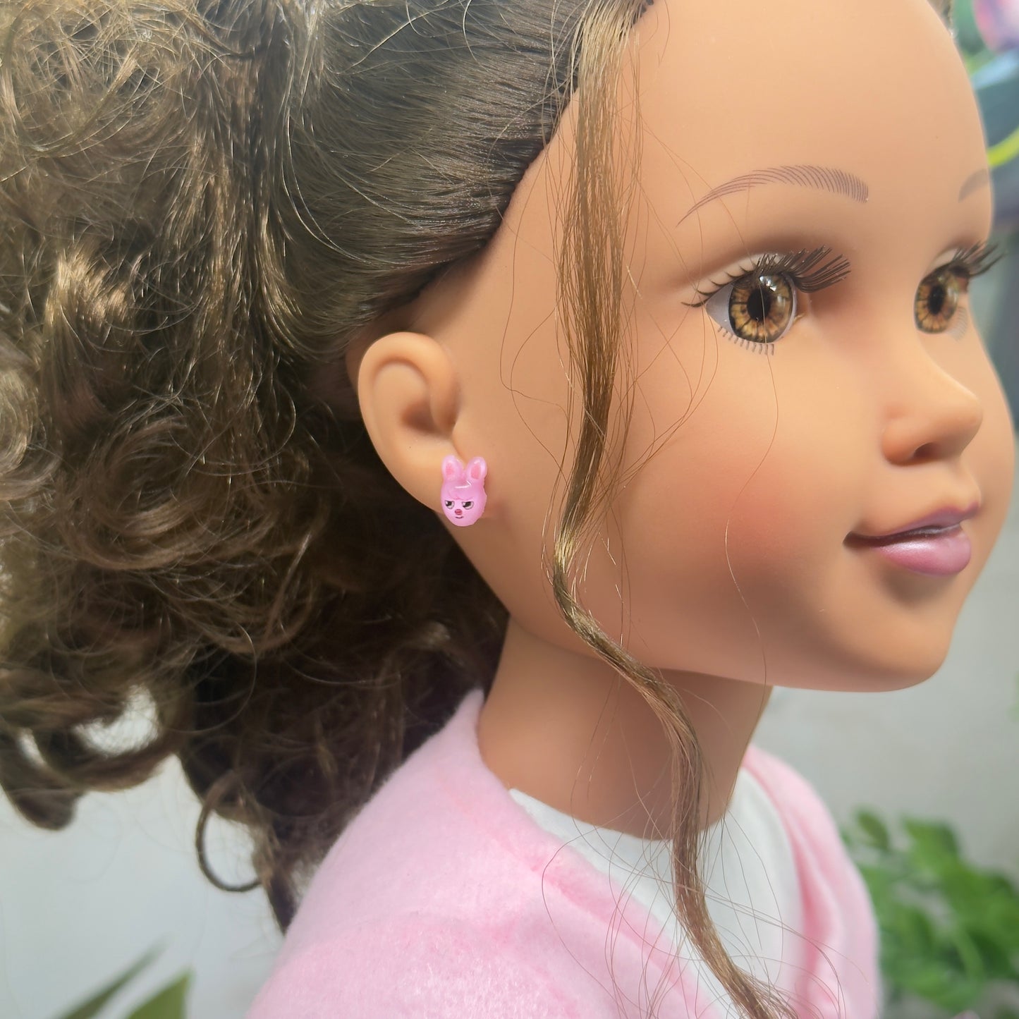 Pink Easter Bunny Post Doll Earrings • 18 Inch Fashion Doll Jewelry