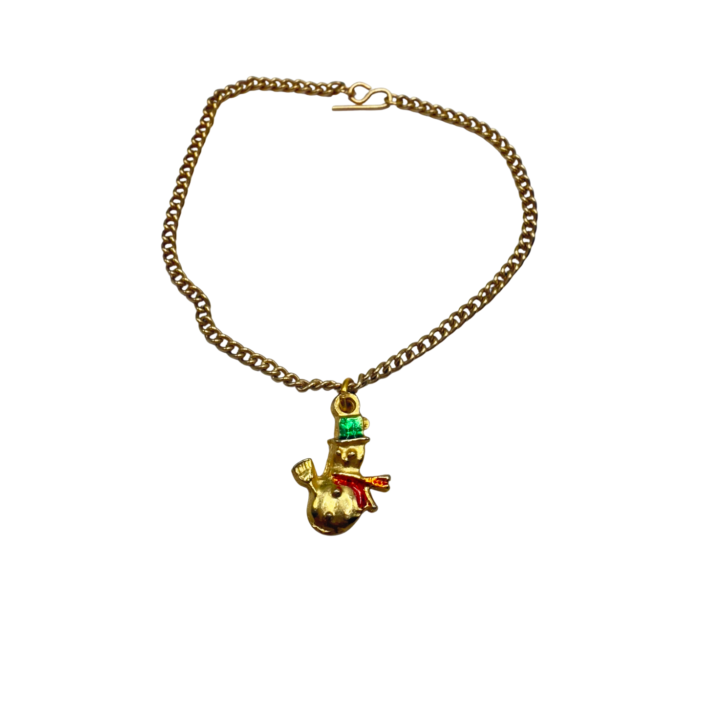 Christmas Snowman Gold Charm Doll Necklace • 18 Inch Fashion Doll Jewelry
