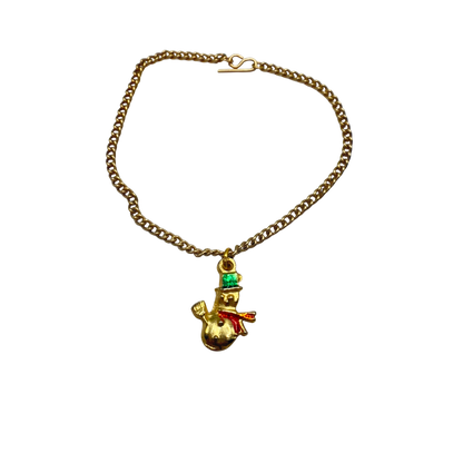 Christmas Snowman Gold Charm Doll Necklace • 18 Inch Fashion Doll Jewelry