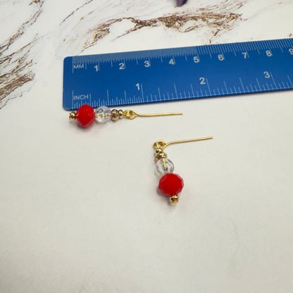 Red & Clear Acrylic Beads Santa Charm Gold Doll Necklace and Earrings Set • 18 Inch Fashion Doll Jewelry