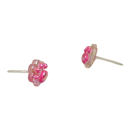Pink Translucent Acrylic Paw Print Post Doll Earrings • 18 Inch Fashion Doll Jewelry