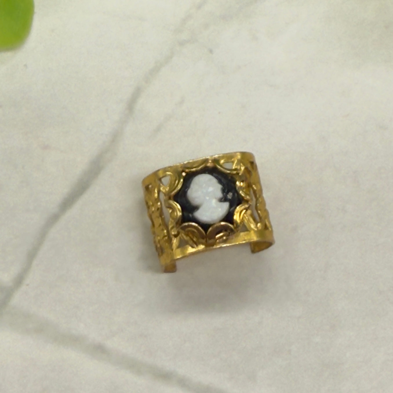 Black & White Cameo Gold Filigree Cuff Doll Bracelet • 16” Fashion Doll Jewelry