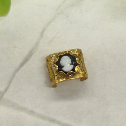 Black & White Cameo Gold Filigree Cuff Doll Bracelet • 16” Fashion Doll Jewelry