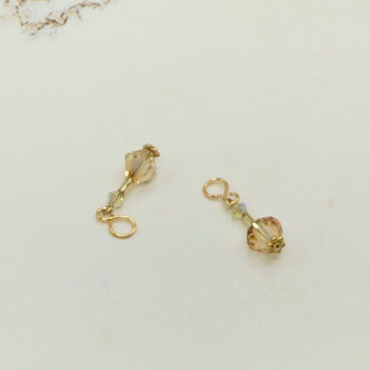 Glass Crystal Light Pink Peach & Clear Doll Earrings DANGLE ONLY • 18 Inch Fashion Doll Jewelry