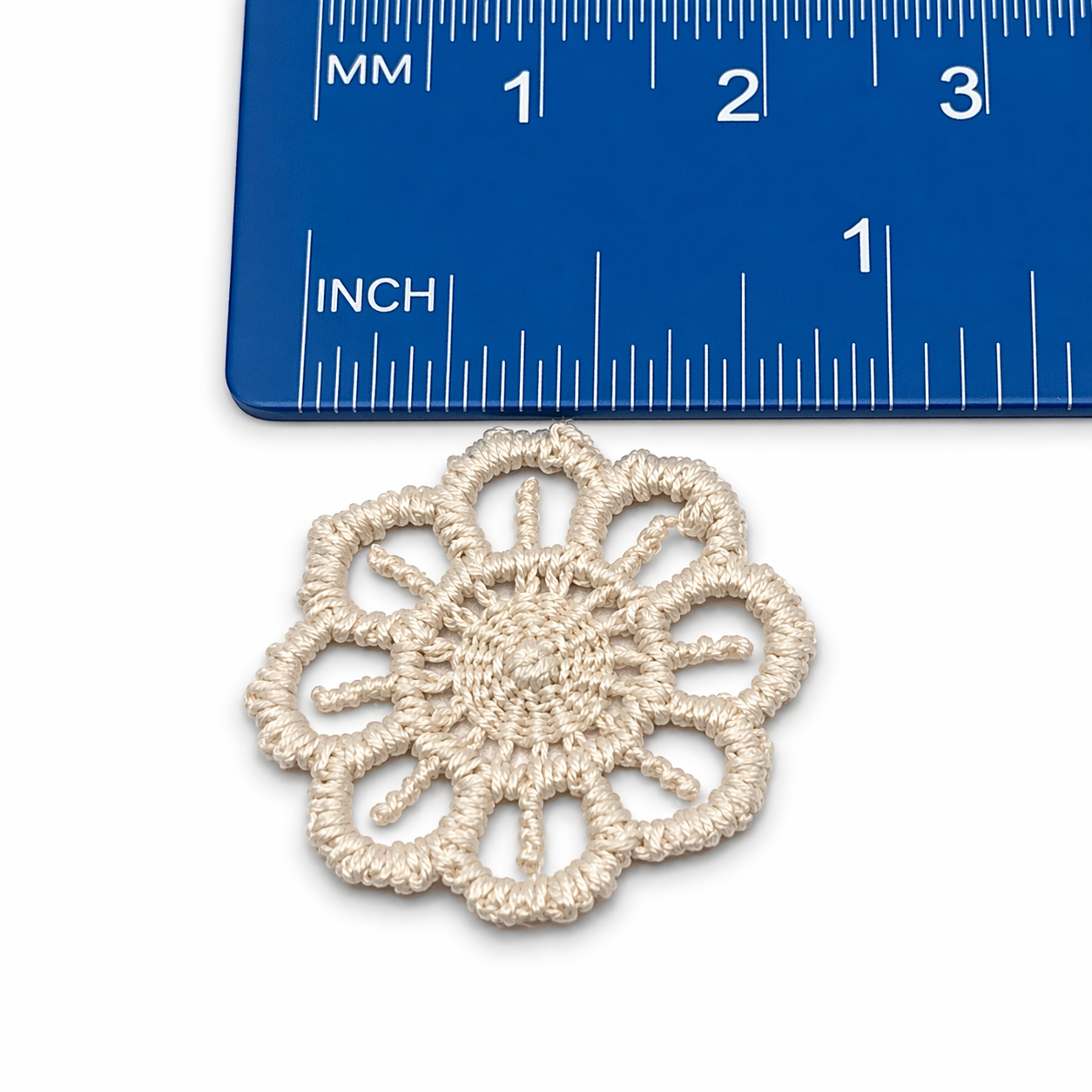 Set Of Four Beige Crochet Fabric Doily Doilies • Dollhouse Decor Miniatures