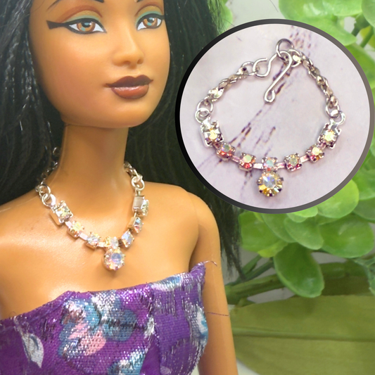 Sparkly AB Rhinestone Doll Necklace • 10-12 Inch Fashion 1:6 Doll Jewelry