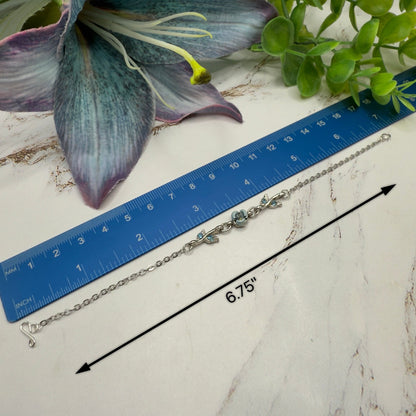 Light Blue Rose Enamel Rhinestone Silver Doll Necklace & Earrings Set • 18 Inch Fashion Doll Jewelry