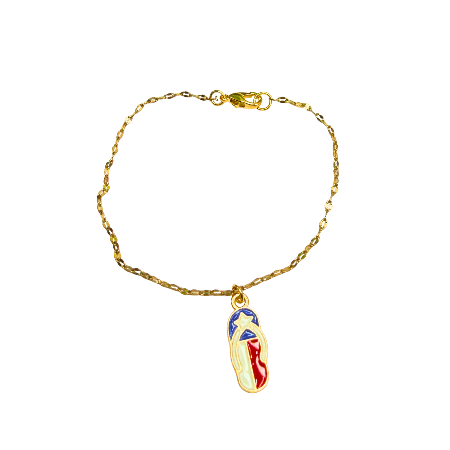 Red White Blue Flag Patriotic Flip Flop Sandal Charm Doll Necklace for 18 Inch Fashion Doll