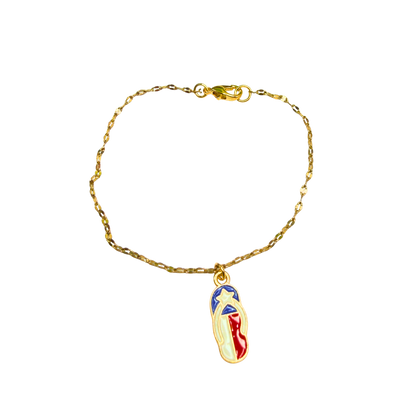 Red White Blue Flag Patriotic Flip Flop Sandal Charm Doll Necklace for 18 Inch Fashion Doll