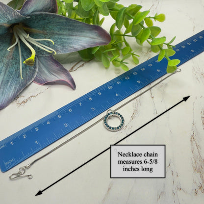 Turquoise Rhinestone Round Pendant Doll Necklace & Earrings Set • 18 Inch Fashion Doll Jewelry