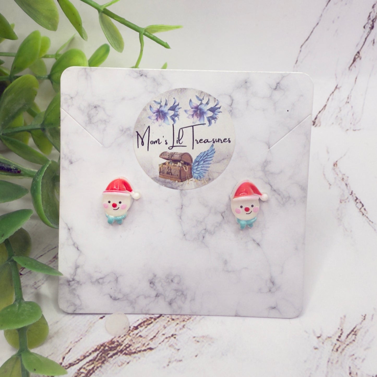 Snowman Santa Hat Christmas Post Doll Earrings • 18 Inch Fashion Doll Jewelry