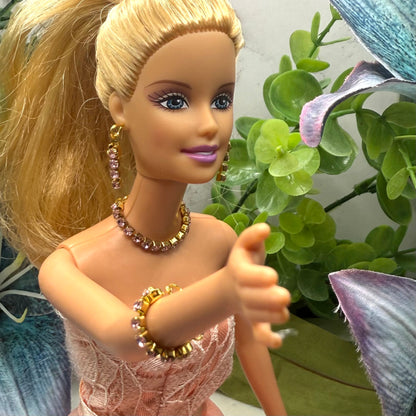 Pink Rhinestone Doll Necklace Bracelet Earrings Set • 10-12” 1:6 Fashion Doll Jewelry