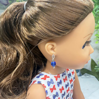 Blue Glass Crystal Dangle Earrings • 14 Fashion Doll Jewelry