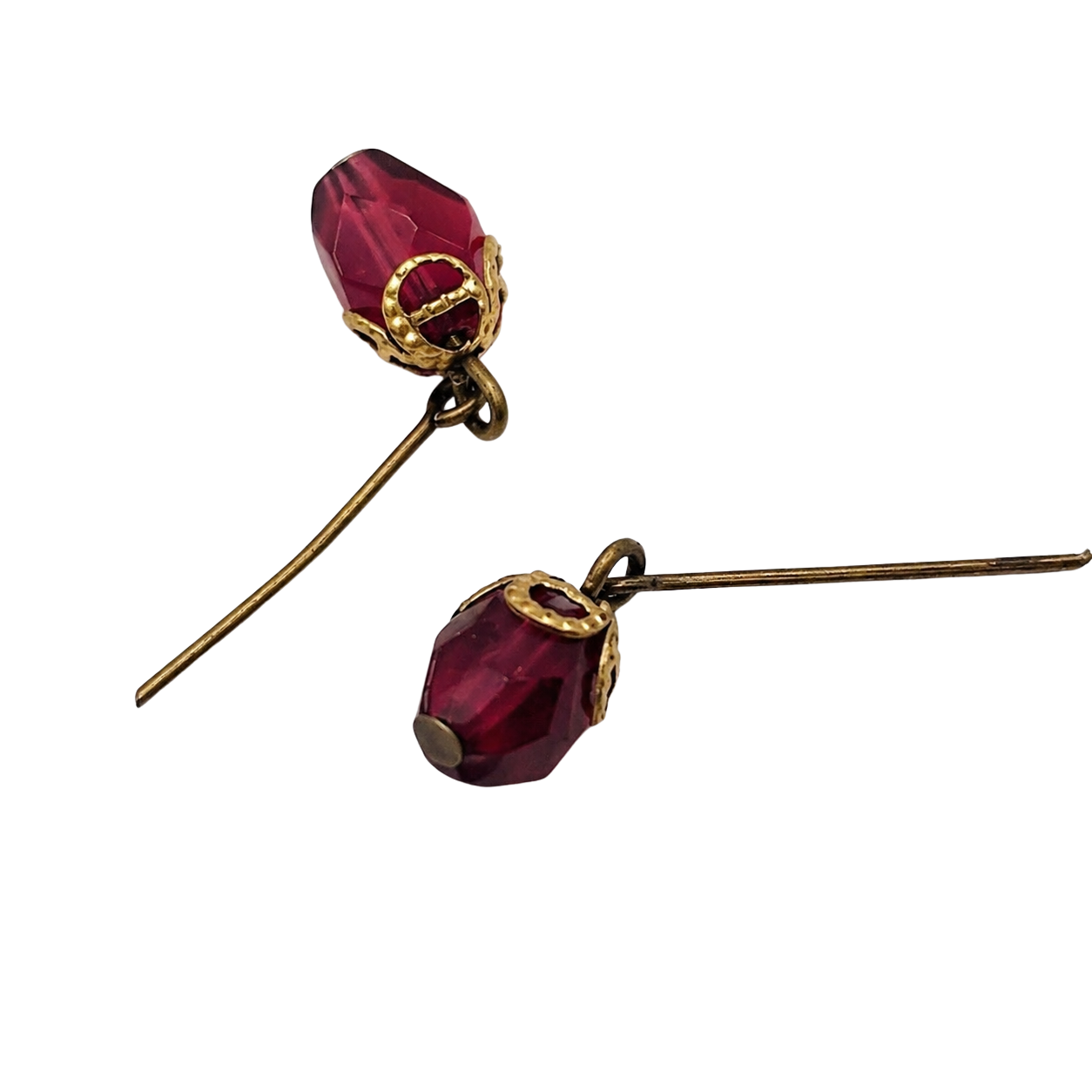 Purple Red Glass Crystal Dangle Doll Earrings • 18 Inch Fashion Doll Jewelry