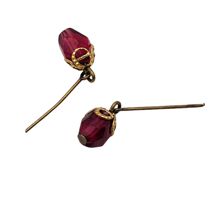 Purple Red Glass Crystal Dangle Doll Earrings • 18 Inch Fashion Doll Jewelry