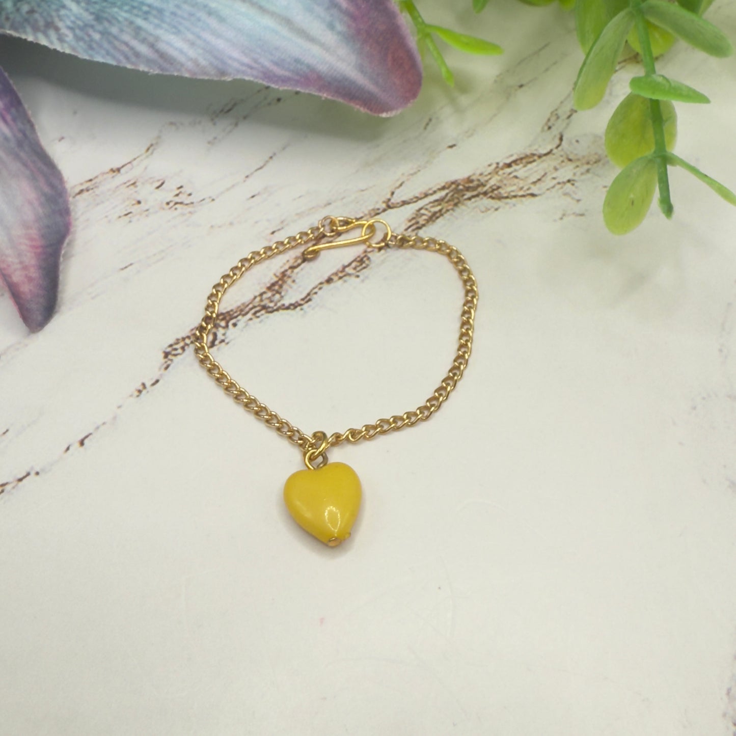 Yellow Heart Charm Gold Chain Doll Necklace• 14 Inch Doll Jewelry