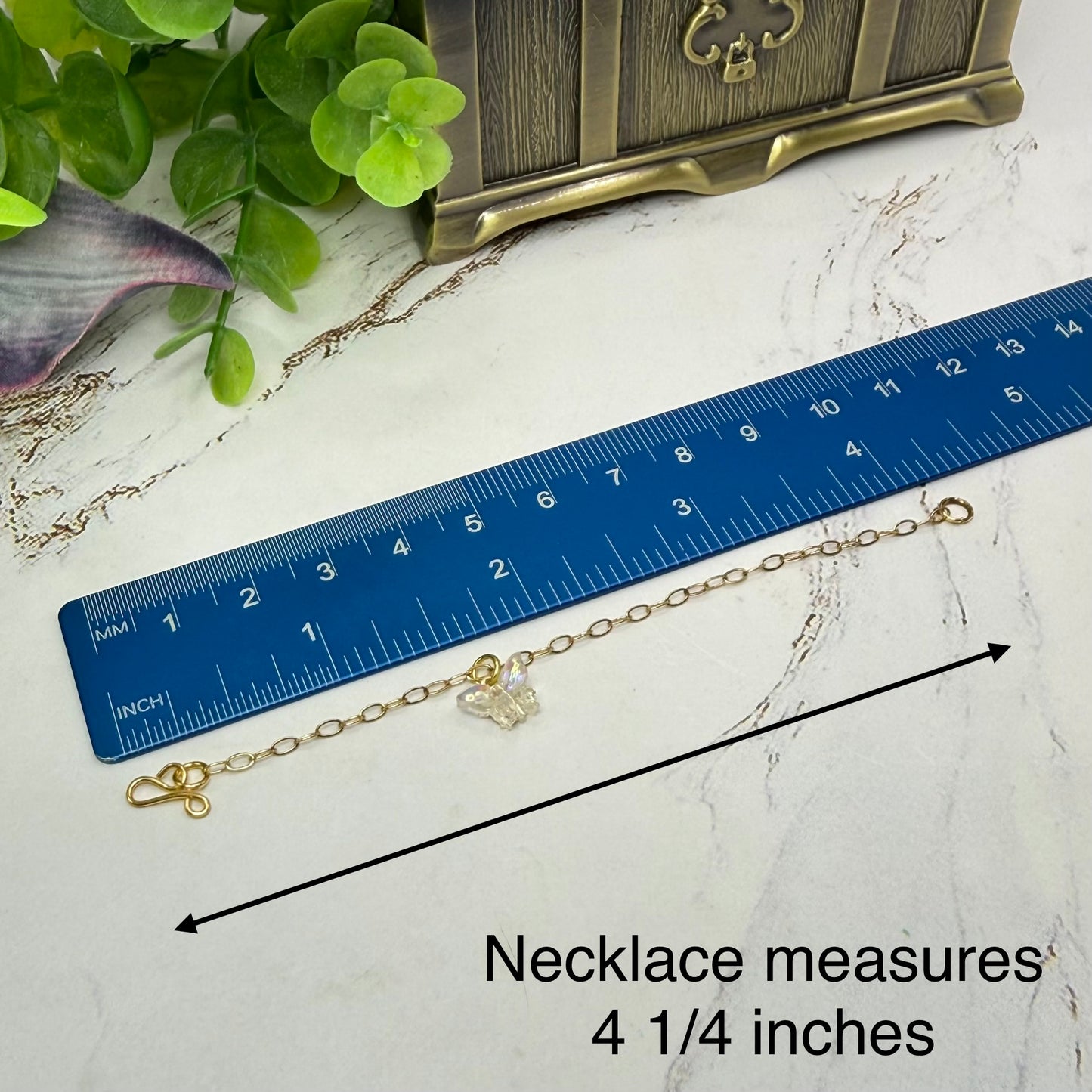 Clear Acrylic Butterfly Charm Gold Chain Doll Necklace for 14 Inch Fashion Dolls
