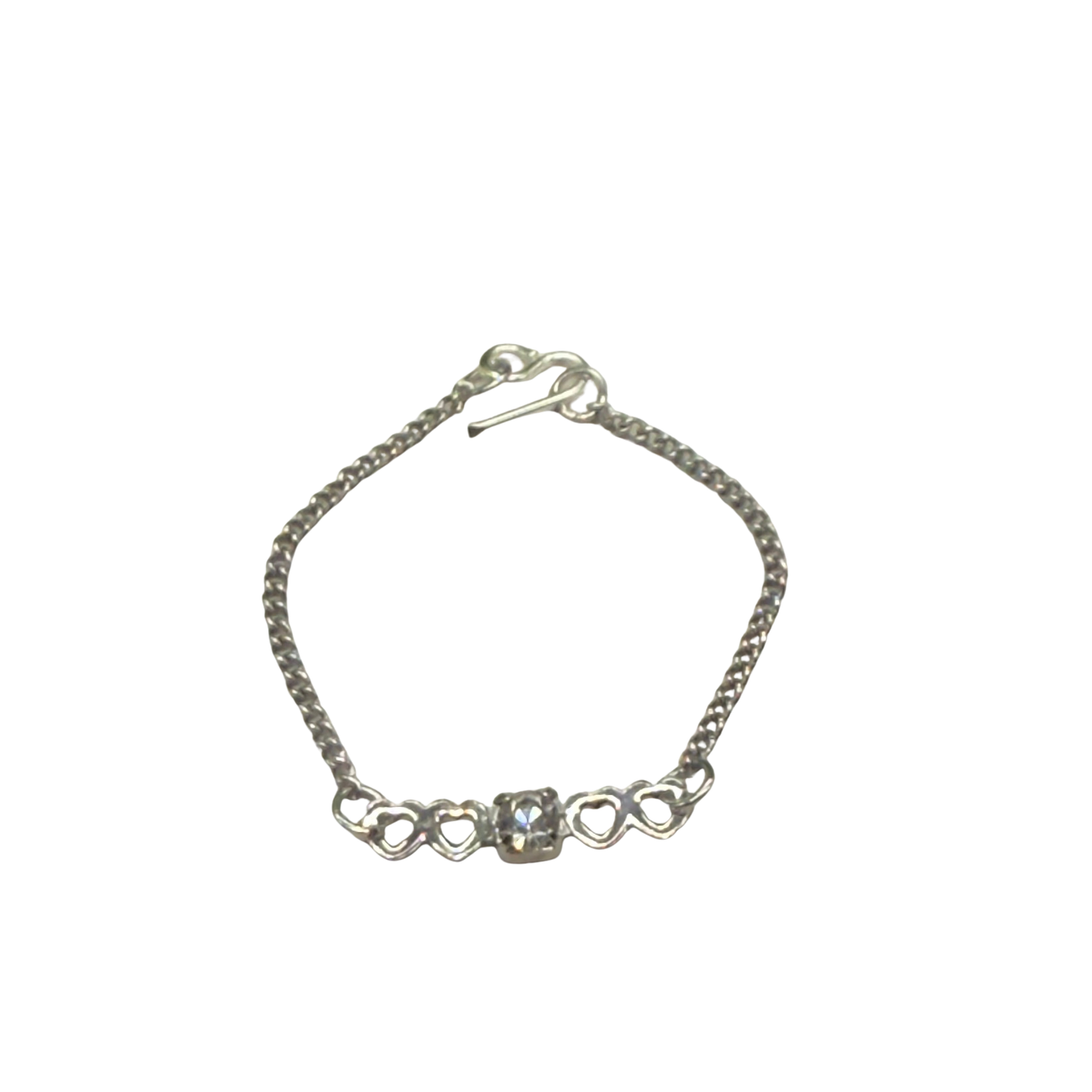 Silver Heart Clear Rhinestone Choker Chain Doll Necklace • 16” Doll Jewelry