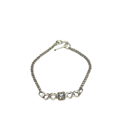 Silver Heart Clear Rhinestone Choker Chain Doll Necklace • 16” Doll Jewelry