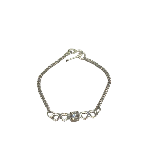 Silver Heart Clear Rhinestone Choker Chain Doll Necklace • 16” Doll Jewelry