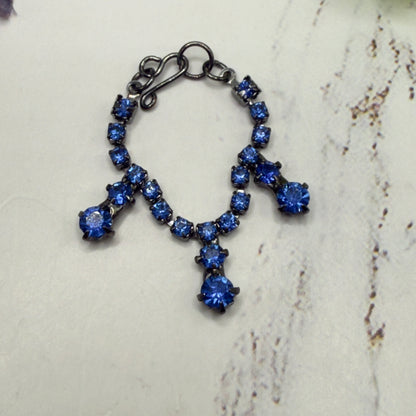 Blue Rhinestone Drop Black Metal Doll Necklace • 16 Inch Fashion Doll Jewelry