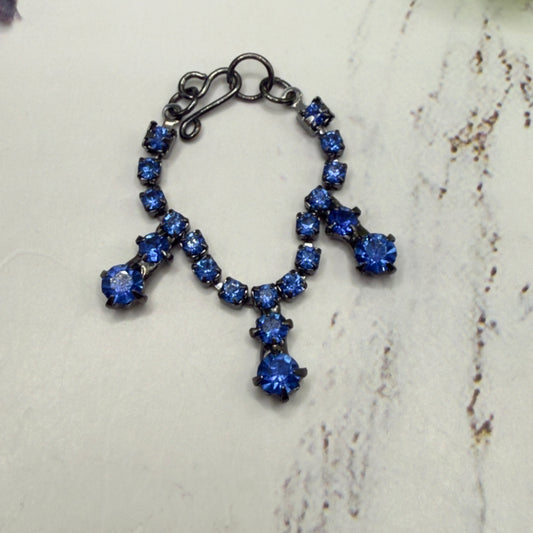 Blue Rhinestone Drop Black Metal Doll Necklace • 16 Inch Fashion Doll Jewelry