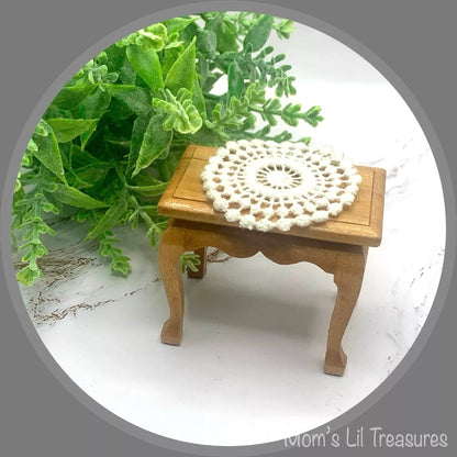 Set of 2 Off White Cream Crochet Fabric Doilies Doily • Dollhouse Miniatures