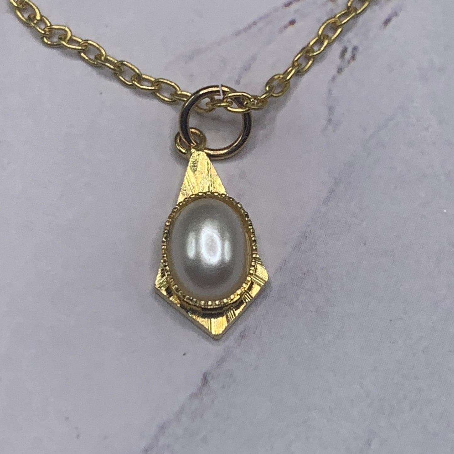 Pearl Gold Pendant Gold Tone Chain Doll Necklace • 16” Fashion Doll Necklace