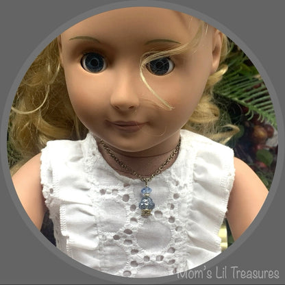 Light Blue Perfume Bottle Charm Doll Necklace • 18 Inch Fashion Doll  Jewelry